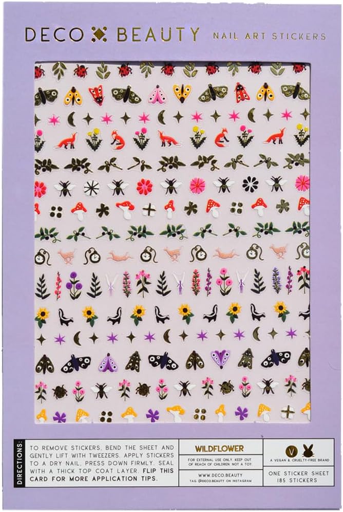 Wildflower Nail Stickers - Lightweight & Easy-to-Apply Nail Art with Cute & Trendy Designs - Durable & Long-Lasting Nail Stickers for Women, Ideal for DIY Manicures