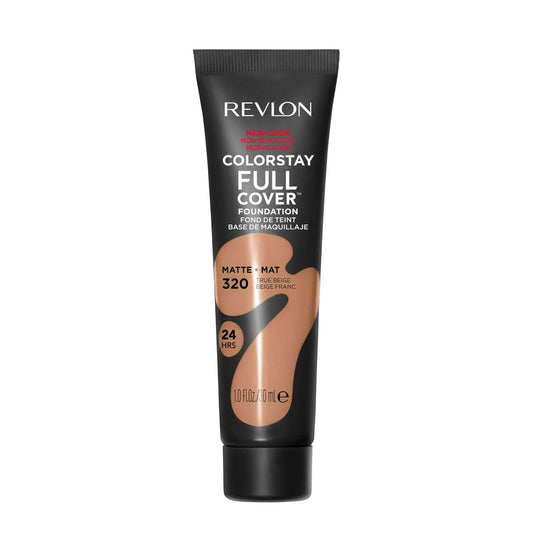 Revlon Liquid Foundation, ColorStay Face Makeup for Normal and Dry Skin, Longwear Full Coverage with Matte Finish, Oil Free, 320 True Beige, 1.0 Oz