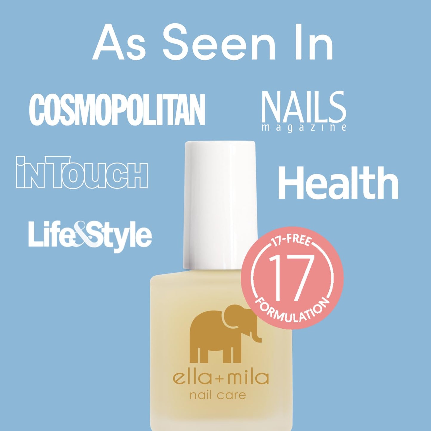ella+mila All About the Base - Coat Nail Polish - Long-lasting Ridge Filler Base Coat - Nail Care that Helps Smooth & Fill Natural Nails (0.45 fl oz)