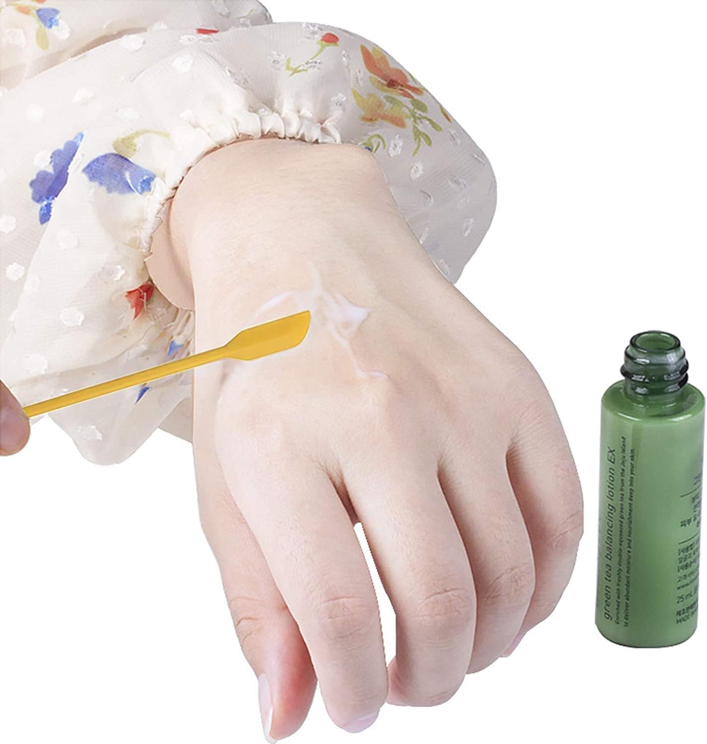 Mini Spatula Silicone Spatula Set - 4pcs Small Makeup Scrapers for Cosmetics, Reusable Beauty Tiny Tools, Thin Jar Scraper, Get the Last of the Makeup Out of the Bottle(Yellow)