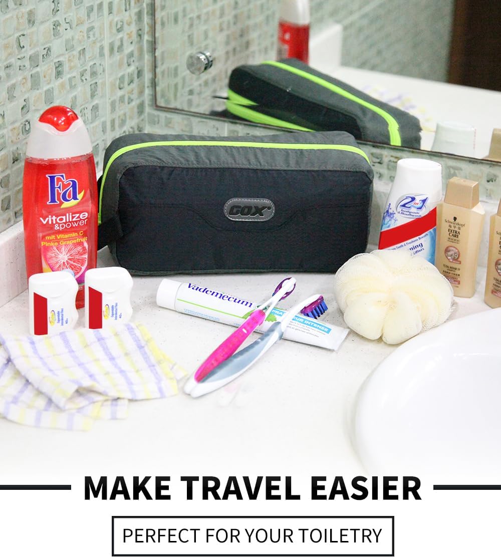 GOX Travel Toiletry Bag,Dopp Kit Case,Ultra-Light Cosmetics Bag Makeup Organizer(Black)