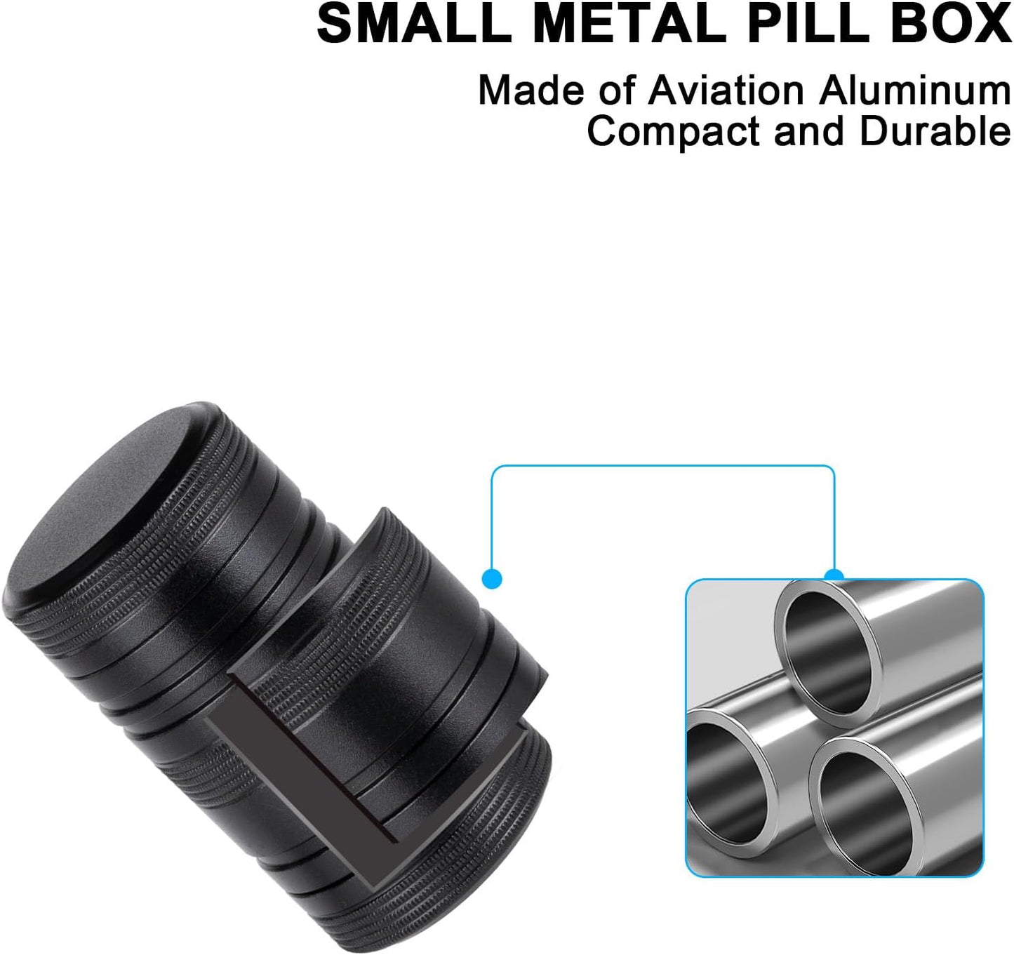 Metal Pill Box 2 Times a Day - Waterproof Samll Pill Case for Purse - Travel Pill Container, Portable Medicine Organizer Holder for Vitamin, Fish Oils, Supplements 1 Pack