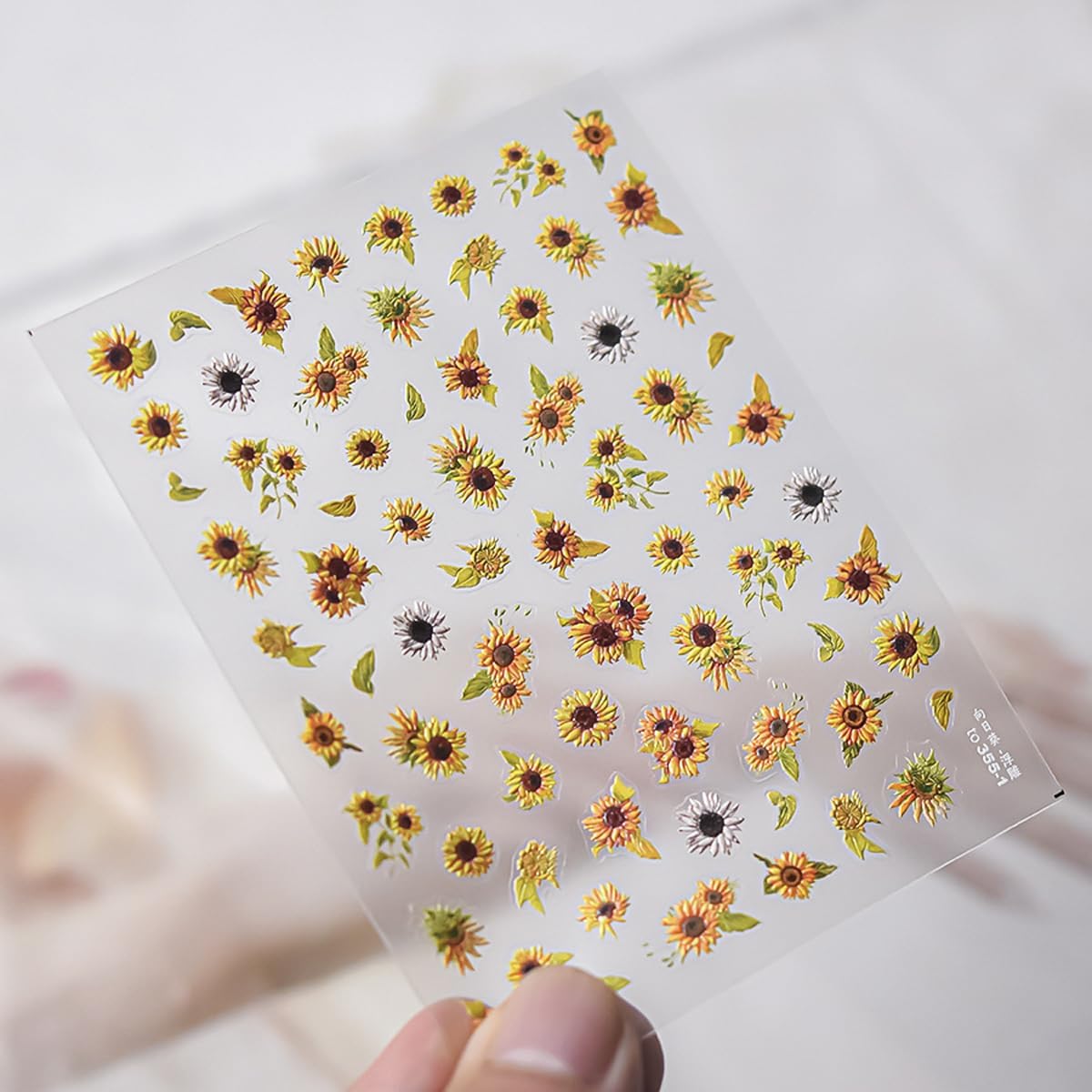 Sunflower Nail Stickers Spring Summer Nail Art Decals 5D Embossed Sunflower Stickers for Nails Designs Self Adhesive Nail Art Supplies & Decorations for Women Girls 1 Sheet