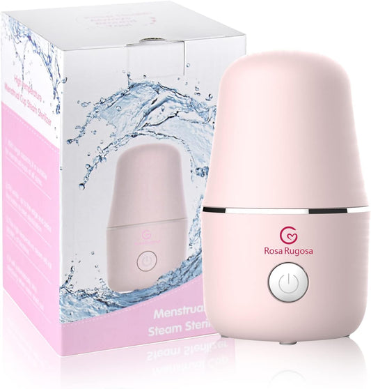 ROSA RUGOSA Menstrual Cup Sterilizer, Steamer Cleaner 3-in-1 for Cleans, Dries, and Stores Your Period Cup- Auto Shut-Off- Leak-Free - Eliminates up to 99.9%