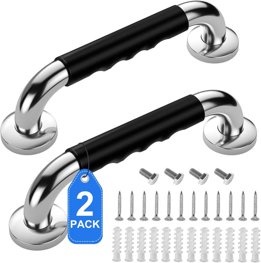 2 Pack 12 Inch Grab Bars for Bathtubs and Showers, Anti Slip Handicap Grab Bars for Shower, Safety Bath & Toilet Rail for Elderly Senior, Shower Handle Disability Assist Bathroom Handrail