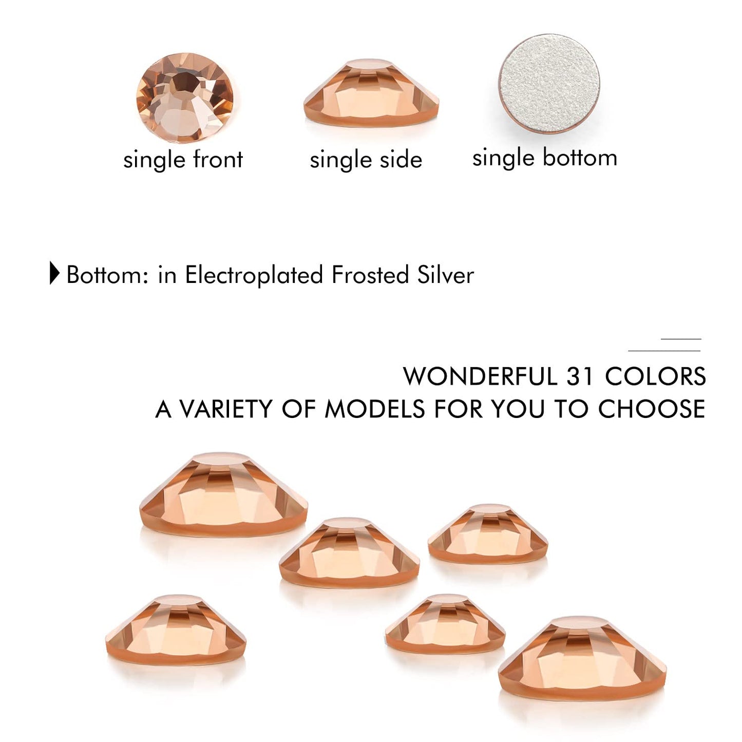 1440Pcs Champagne Crystal Rhinestones,Glass Flatback Rhinestones Gemstones for Nail Face Makeup Art Crafts Clothes Decoration -(SS20,4.8mm,Champagne)