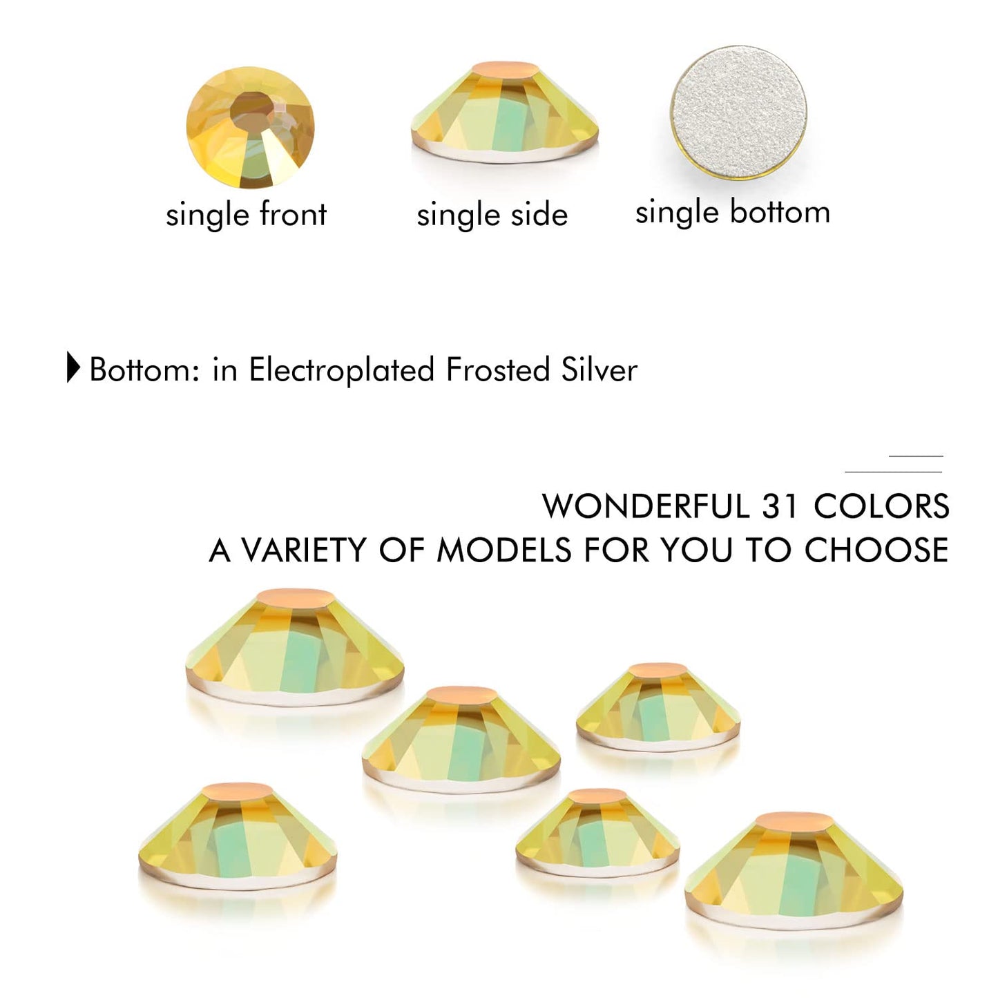 1440Pcs Metallic Sunshine Crystal Rhinestones,Glass Flatback Rhinestones Gemstones Small for Nail Face Makeup Art Crafts Clothes Decoration-(SS4,1.6mm,Metallic Sunshine)