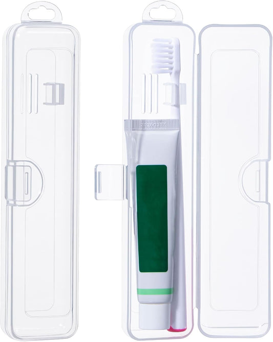 Toothbrush Travel Case 2 Pack, Gamdee Clear Toothbrush Case Holder Travel Size Plastic Toothbrush Holder Toothpaste Storage Container Portable for Traveling, 7.87 x 1.85 x 1.18”