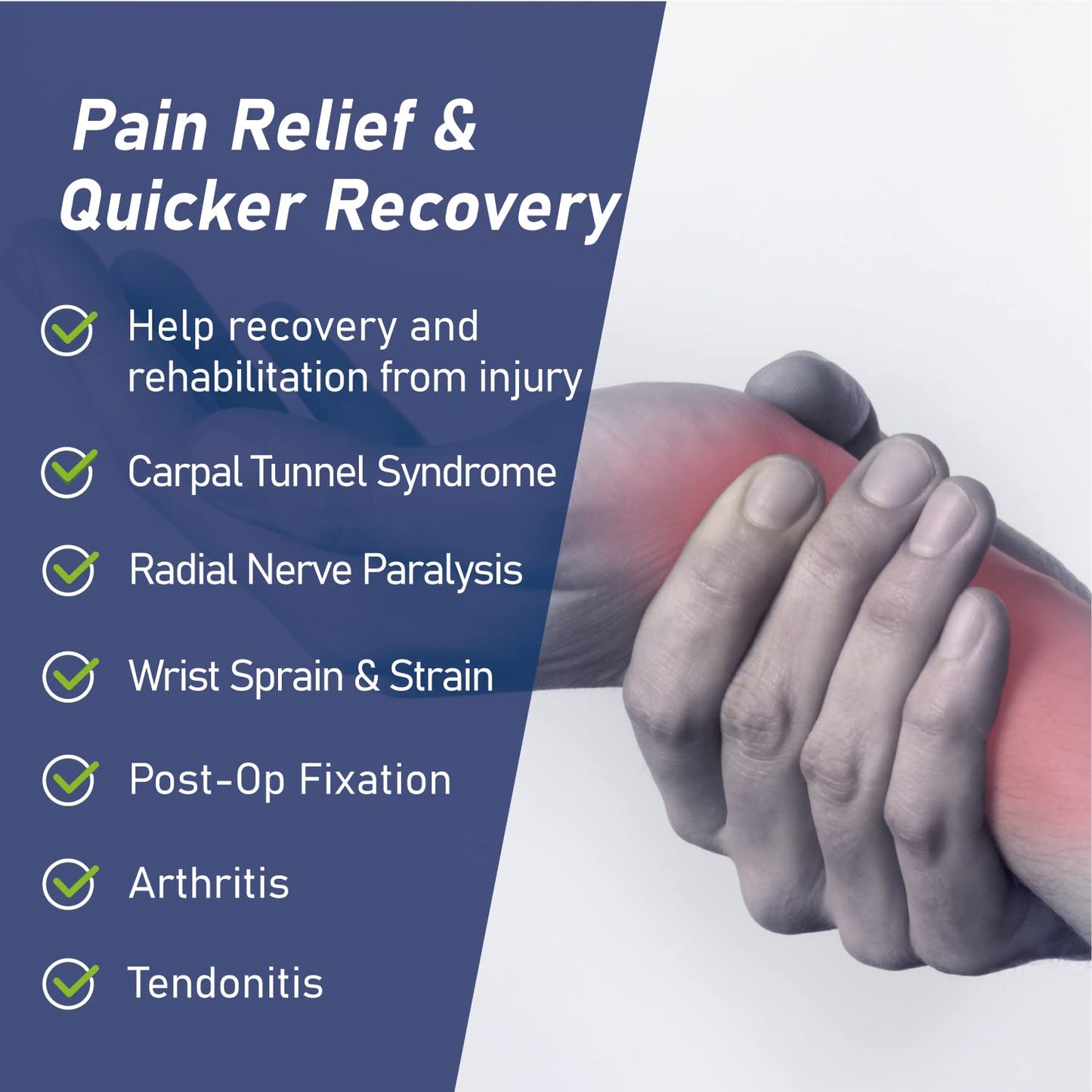 Deluxe 3-Strap Wrist Brace – Adjustable Support for Carpal Tunnel, Fractures, Tendonitis, and Post-Op Recovery – Lightweight, Breathable Design for Day and Night Use (L/XL, Right Hand)