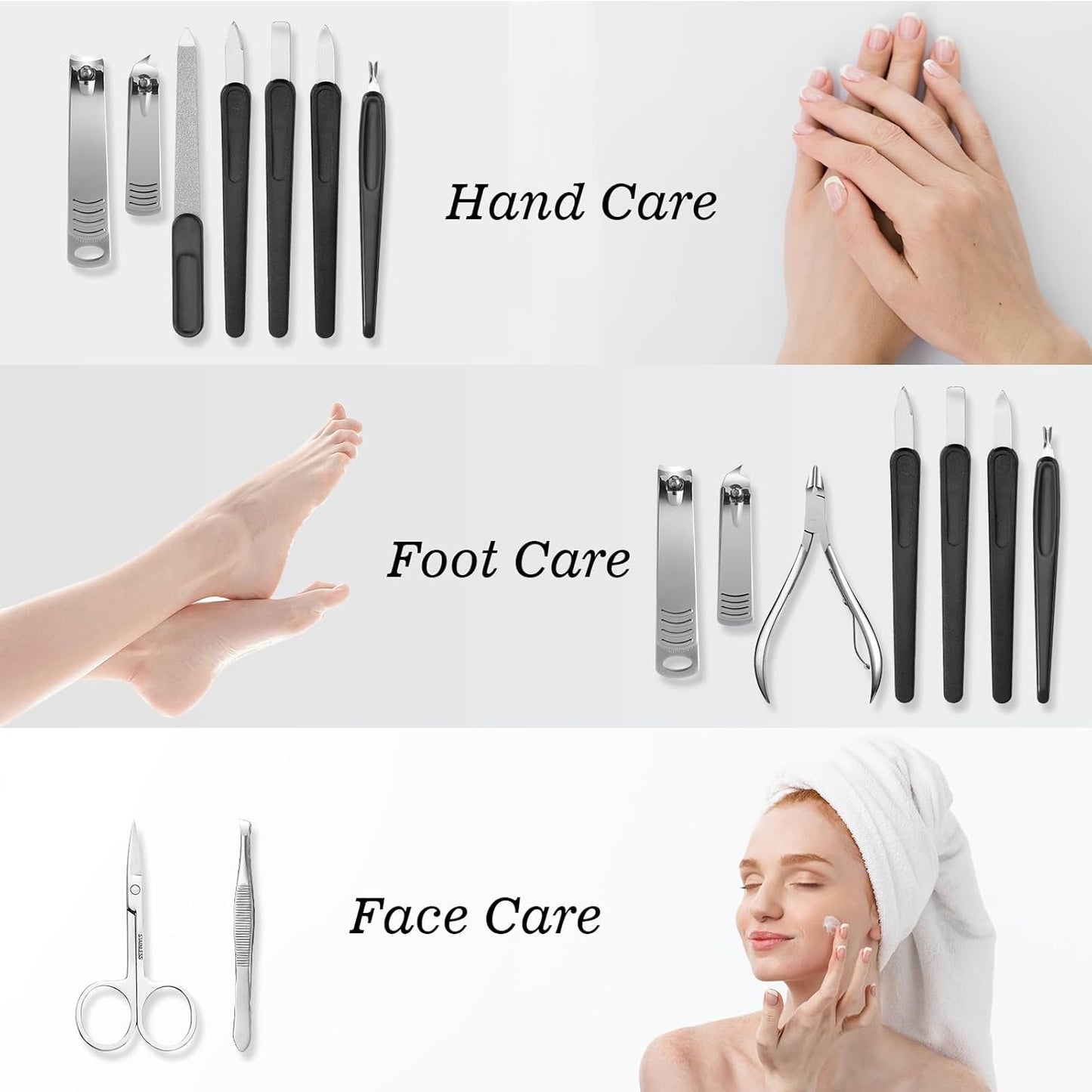 Manicure Pedicure Set, Nail Clipper Set 10-Piece Set Professional Manicure Kit Nail Kit with Portable Black Leather Case Gift for Men Boyfriend Parent