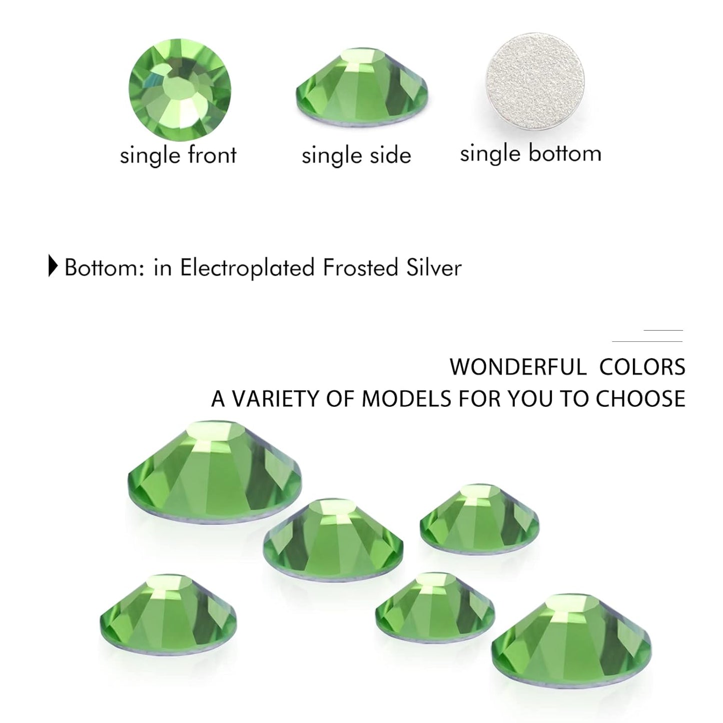 3000Pcs Light Green Crystal Rhinestones,Glass Flatback Rhinestones Gemstones Mini for Nail Face Makeup Art Crafts Clothes Decoration - (SS6,2.0mm,Light Green)