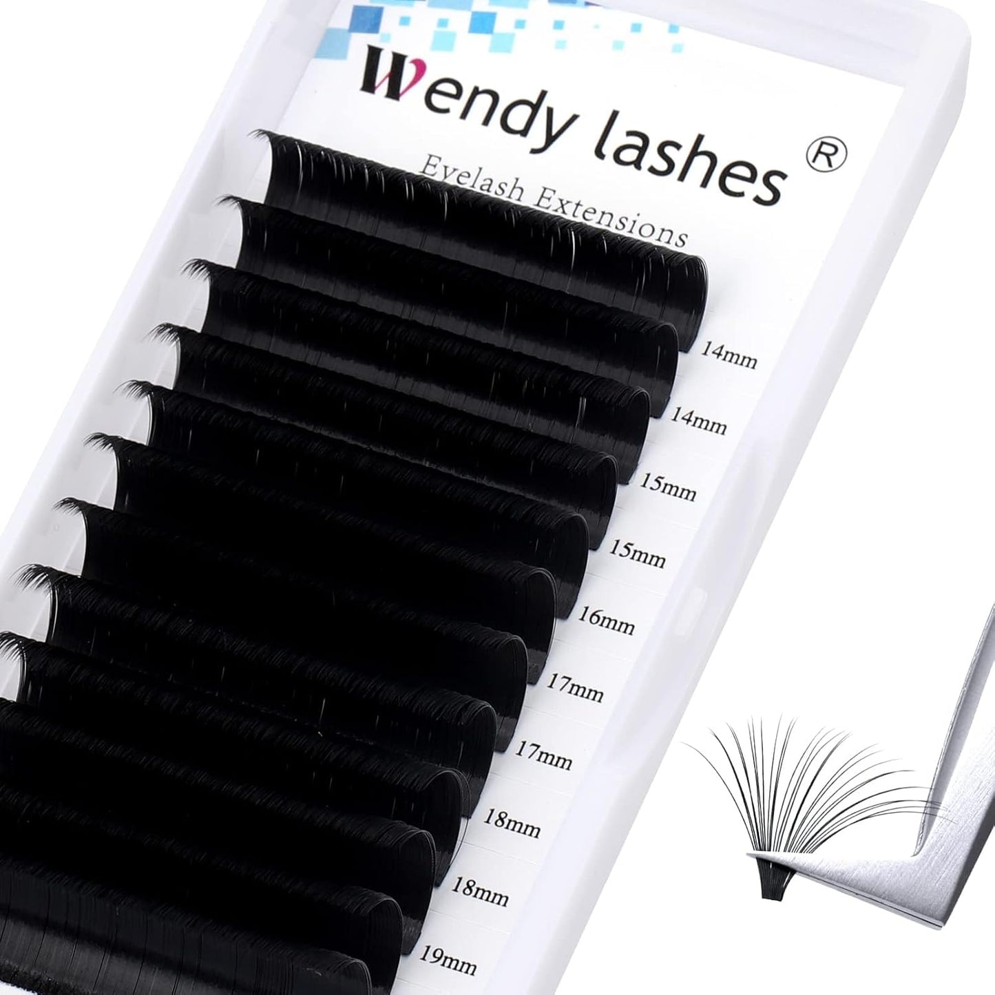 Easy Fan Volume for Lash Artists: Wendy, Handmade Fans for Eyelash Extensions, Self Fanning, Blooming, C-KH, Black, DD-0.05-14-20