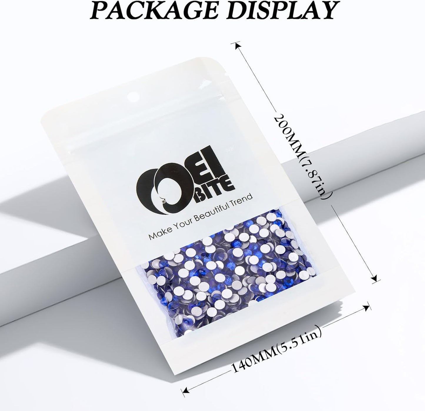 Sapphire Flatback Rhinestones, Glass Rhinestones for Nail Art and Craft, Glue Fix, Loose Crystal Gemstones(Blue, SS20, 2880pcs, 4.6-4.8mm)