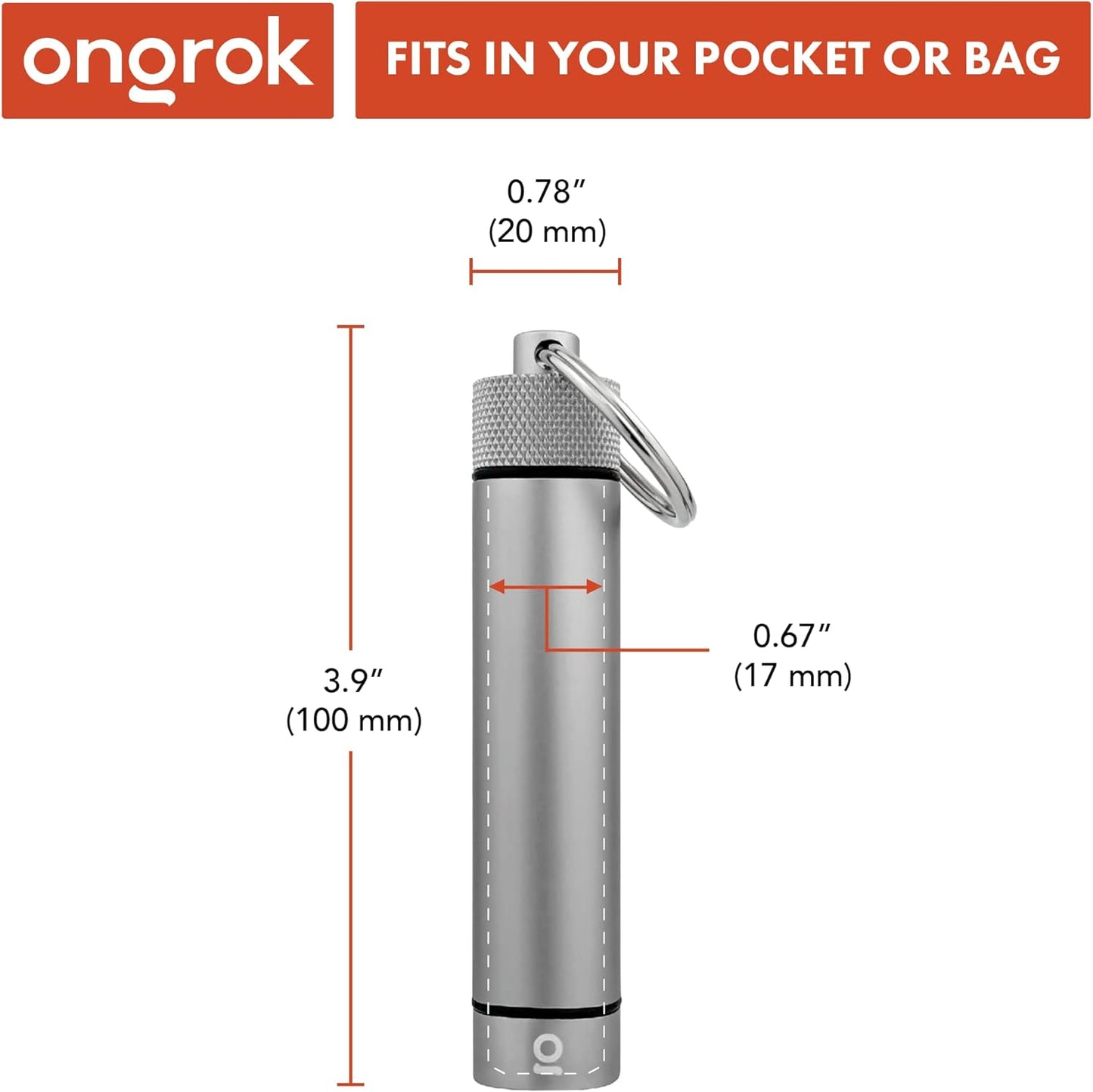 ONGROK Premium Storage Tube, Keychain, Pocket-Sized, Airtight, Aluminum Metal Holder and Case (Gun Metal)