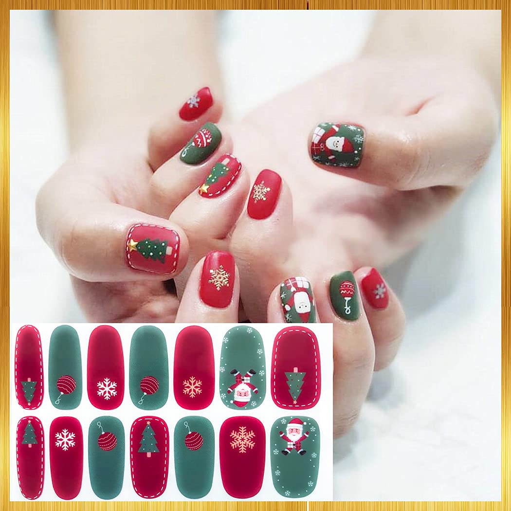 WOKOTO 20 Sheets Mixed Halloween & Christmas Nail Stickers Full Wraps Gel Strips for Women with File Kit, Nail Polish Strips Stickers Set Pumpkin Bat Ghost Spider Halloween Nail Wraps