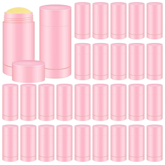 30 Pcs Empty Deodorant Containers Twist up Filling Stick Plastic Deodorant Container Refillable Bottles Bottomfill Round Lip Balm Tubes for Homemade DIY Lipstick Crayon(30 ml,Pink)