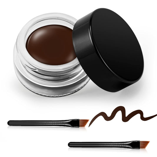 Erinde Brown Gel Eyeliner, Waterproof Cream Eyeliner Gel Pot, High-Intensity Pigments Long Lasting Smudge-Proof Eye Liner Eyebrow Makeup, Waterline Matte Eye Liner with 2PCS Brushes, 06 Brown