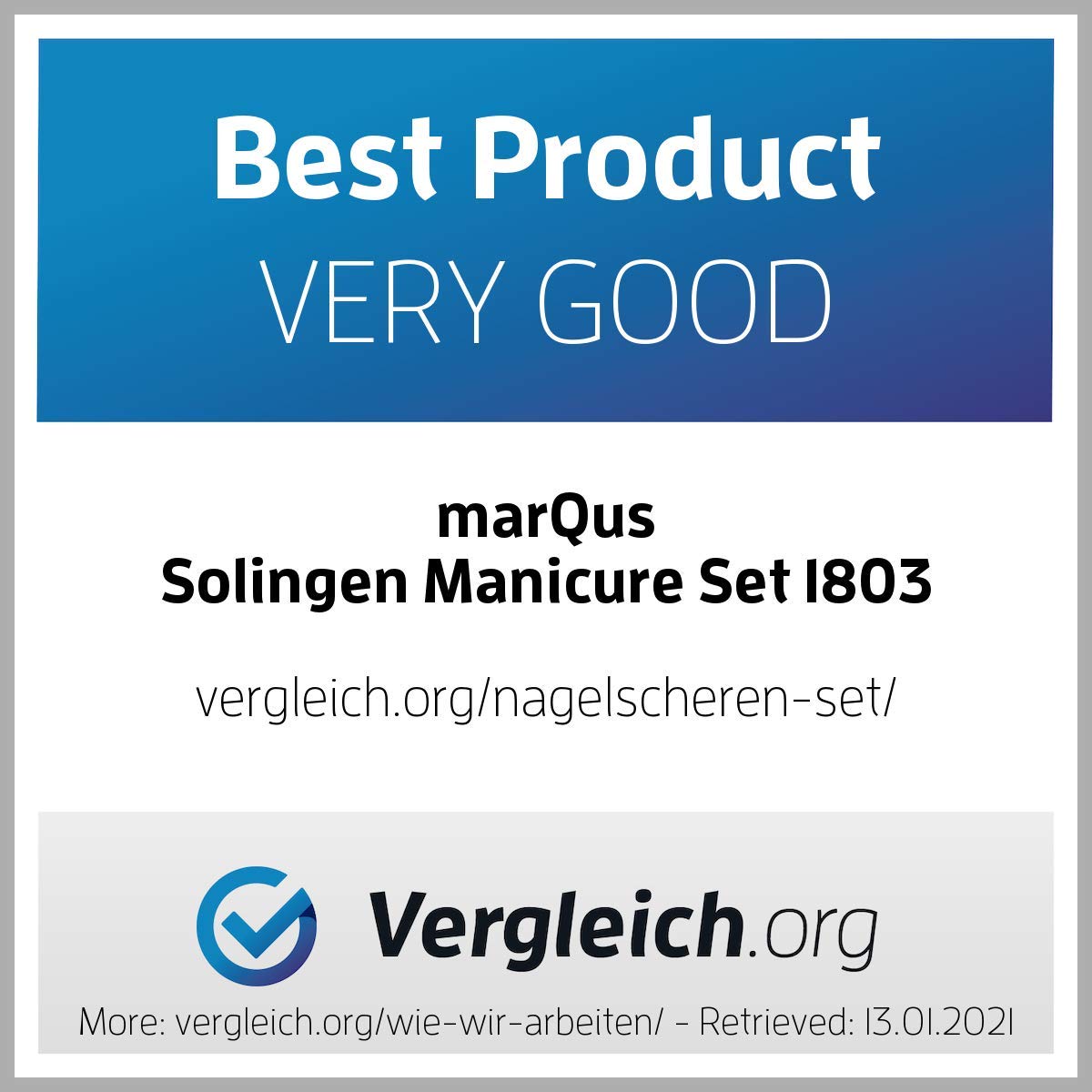 marQus Manicure Set Solingen Made in Germany - 7 piece exclusive finger & toe nail clippers set in real leather case, made in Solingen Germany