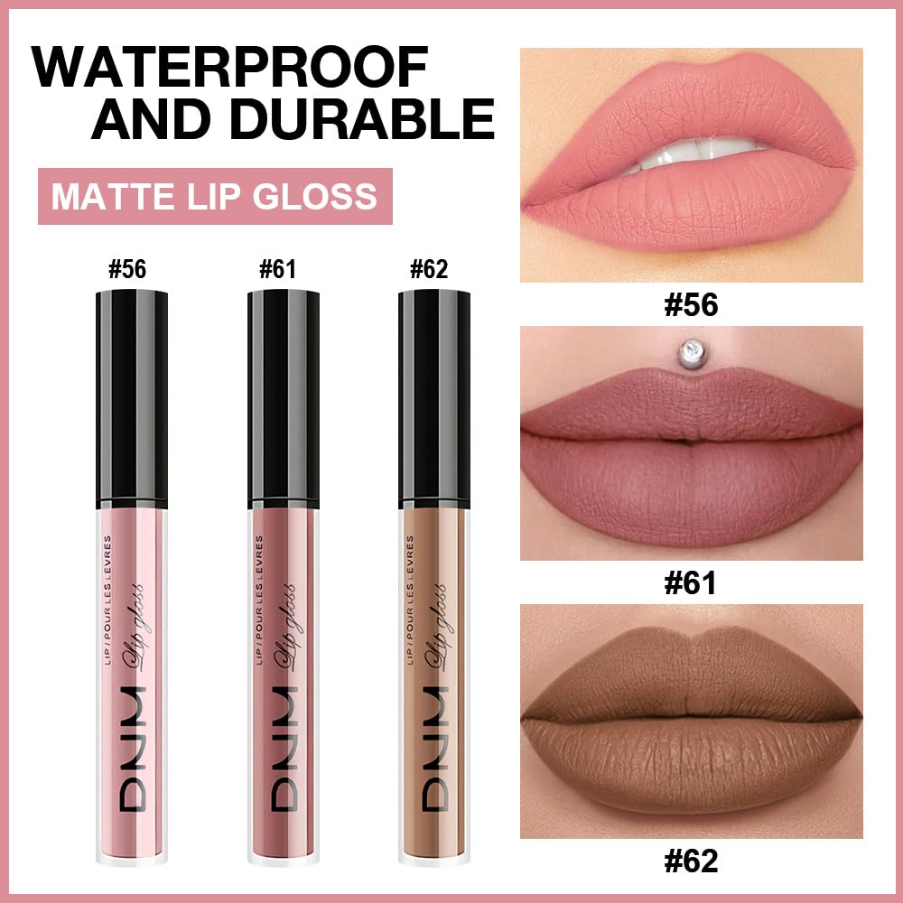 evpct 3Pcs Light Neutral Nude Matte Liquid Lipstick Lip Stain Sets for Women, Matte Lipstick Long Lasting Waterproof Permanent 24 Hours original, Magic Lip Sticks Pack for Halloween Daily Makeup