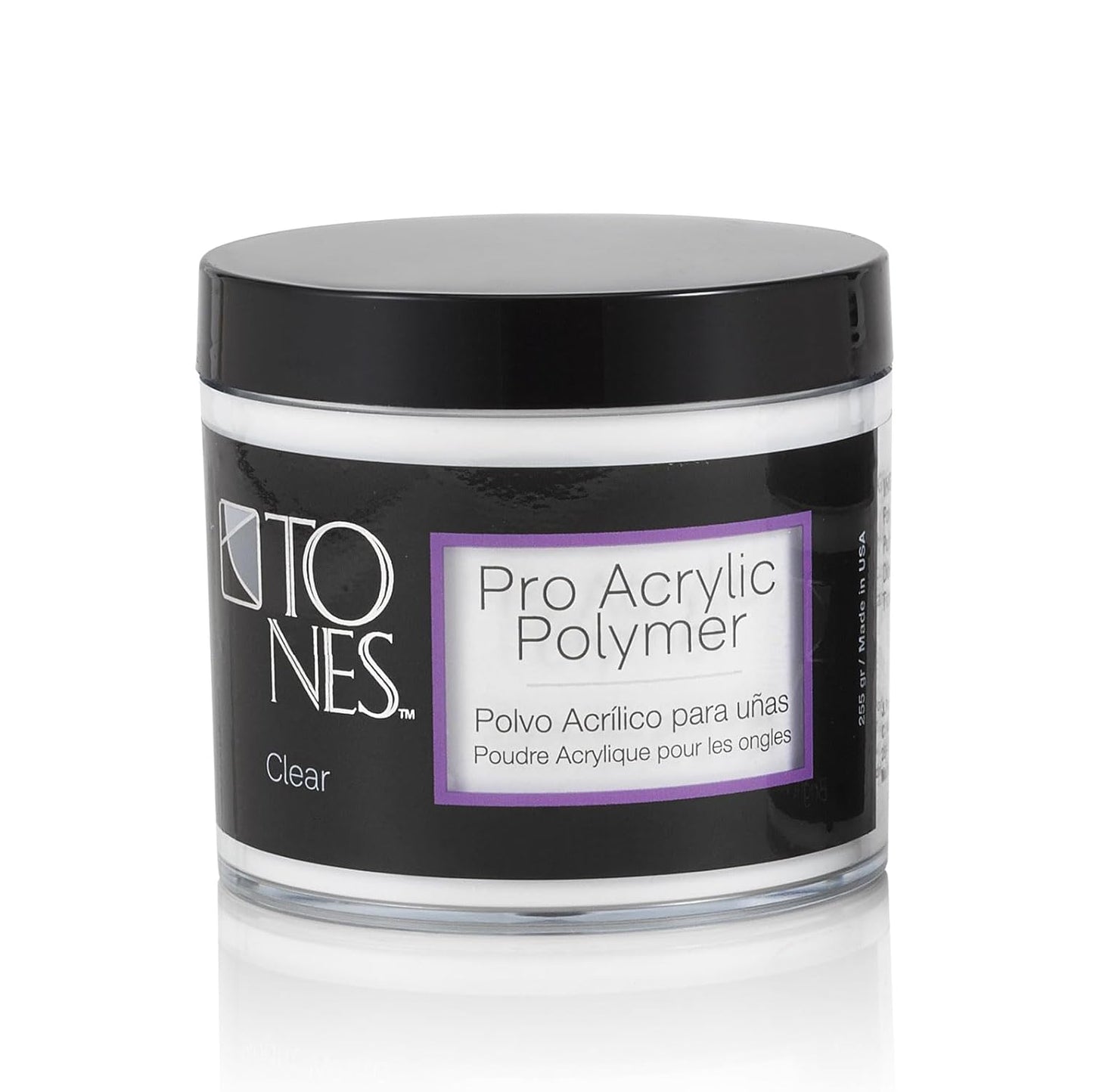 Tones Pro Acrylic Nail Powder, Sparkling Clear (Clear with Sparkles), (8.5 Fl Oz) - Long-Lasting & Non-Yellowing Polymer for Salon Quality Nail Extensions & 3D Art