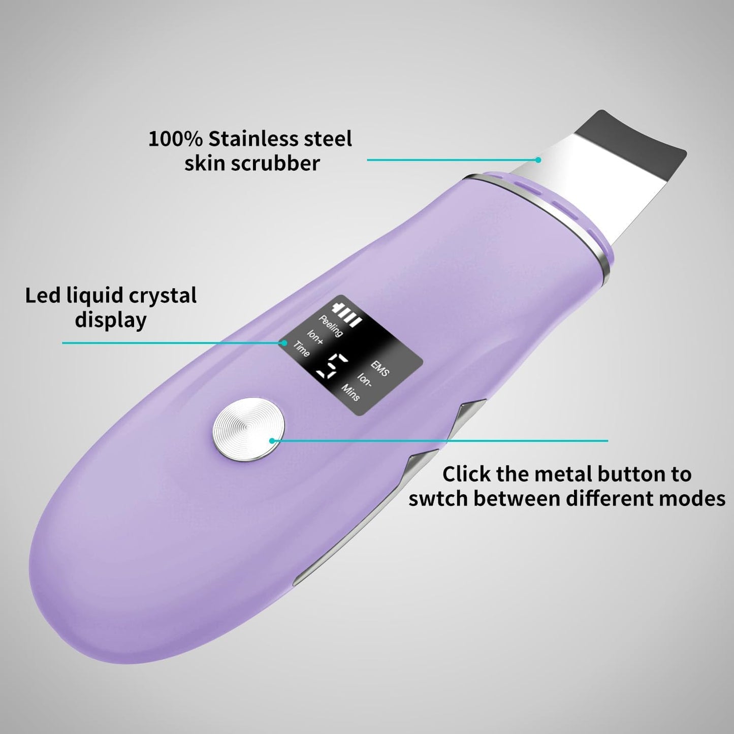 Face Scrubber Skin Spatula - Blackhead Remover Deep Cleansing Tool for Pore Extraction, 4-in-1 Fast Charging Dock Blackhead Remover Face Spatula for Facial Skincare Women Gift (Purple)