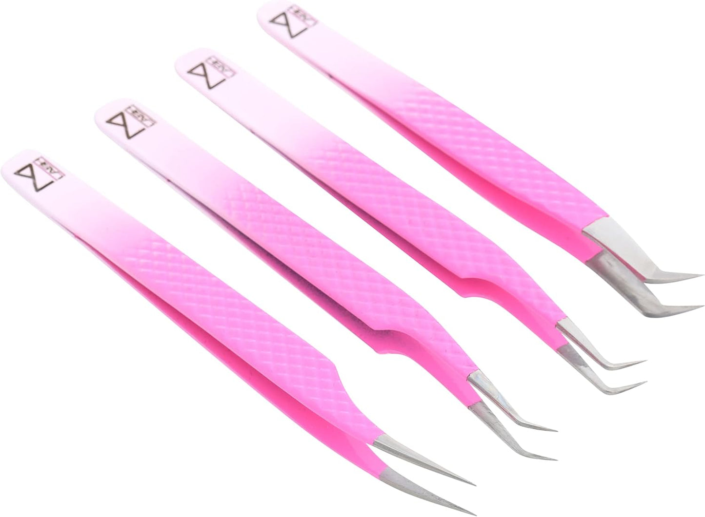M LASH - V3 Tweezer Set Diamond Grip NANO Fiber Tip - Volume & Classic Eyelash Extensions - Japanese Steel Lash Tool (PW-Ombre)