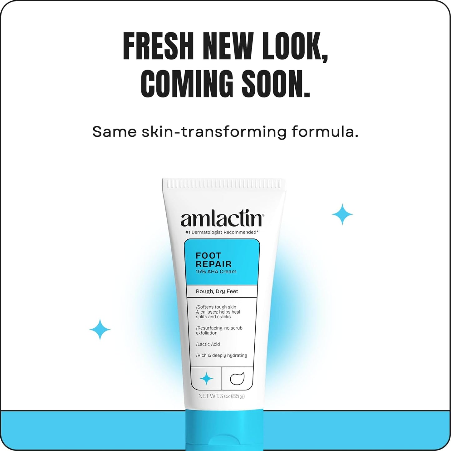 AmLactin Foot Repair Cream - 3 oz Cream for Dry Cracked Heels with 15% Lactic Acid - Exfoliator and Moisturizer for Dry Skin (Packaging May Vary)