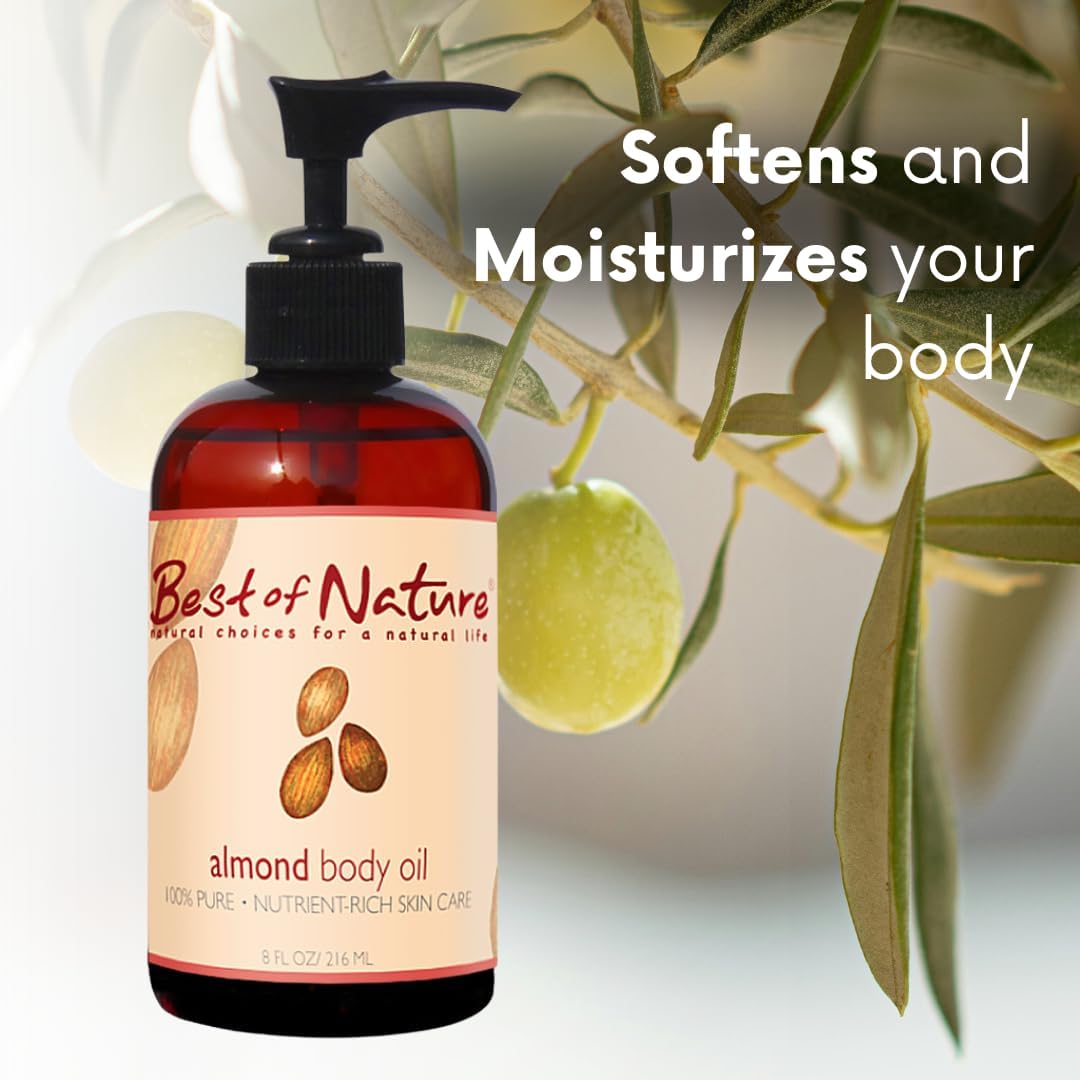 Best of Nature 100% Pure Sweet Almond Oil – Moisturizing Massage & Body Oil, Unscented for Hair, Skin, Face, Soap Making, Aromatherapy, Ideal Carrier for Essential Oils, 5 Gallon Pail (640 fl oz)