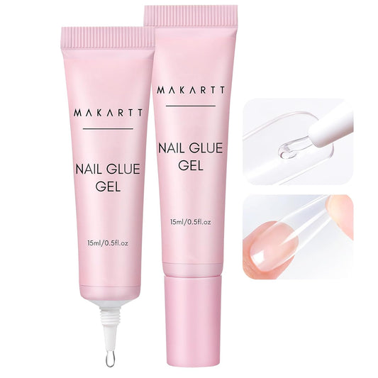 Makartt Gel Nail Glue for Press On Nails - 3D Gel Nail Art, 30ml Super Strong 3 in 1 Solid Nail Glue Gels for False Nail Tips, Long Lasting Manicure Bond, Curing Needed, Pack of 2