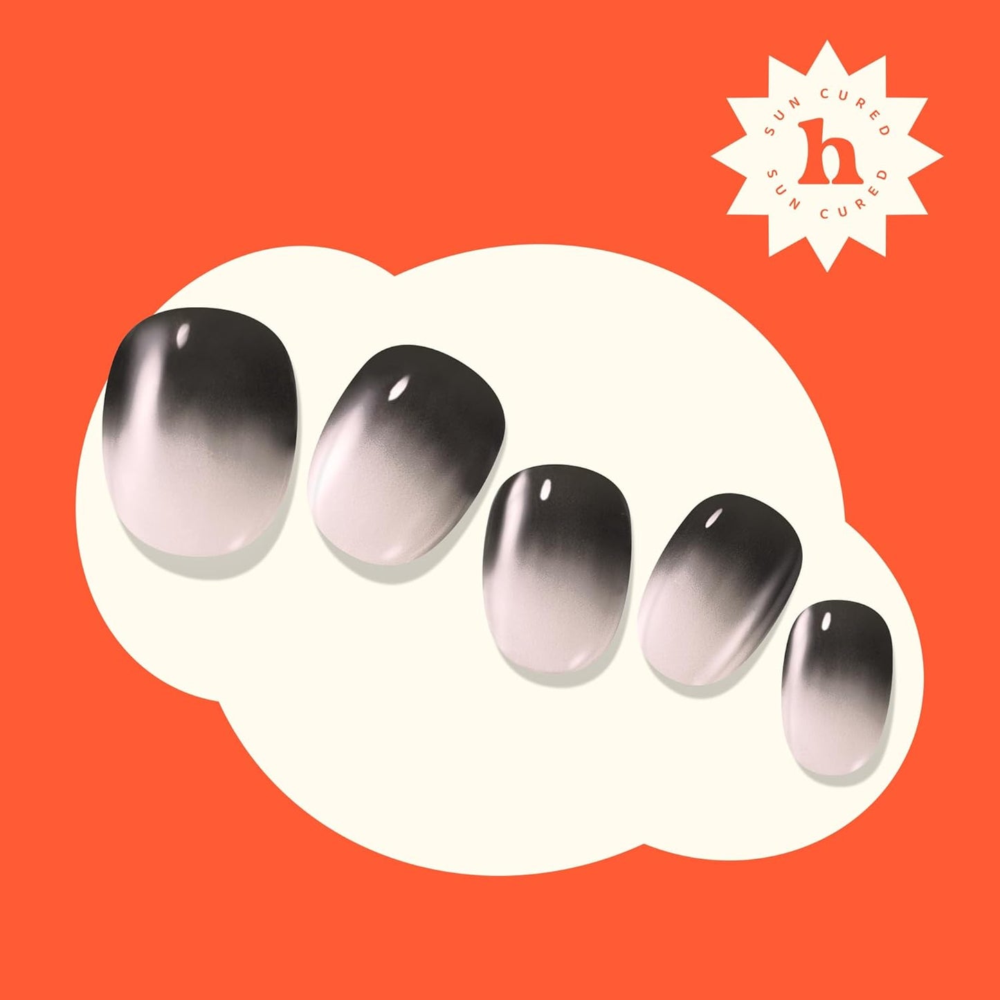 Semi Cured Gel Nail Strips | No LED Lamp Needed | Ombre, Black, Pink | Easy Apply & Remove, Salon Quality | Includes 28 Strips, 1 Prep Pads, Nail File & Wooden stick - Hey, Flash On Please