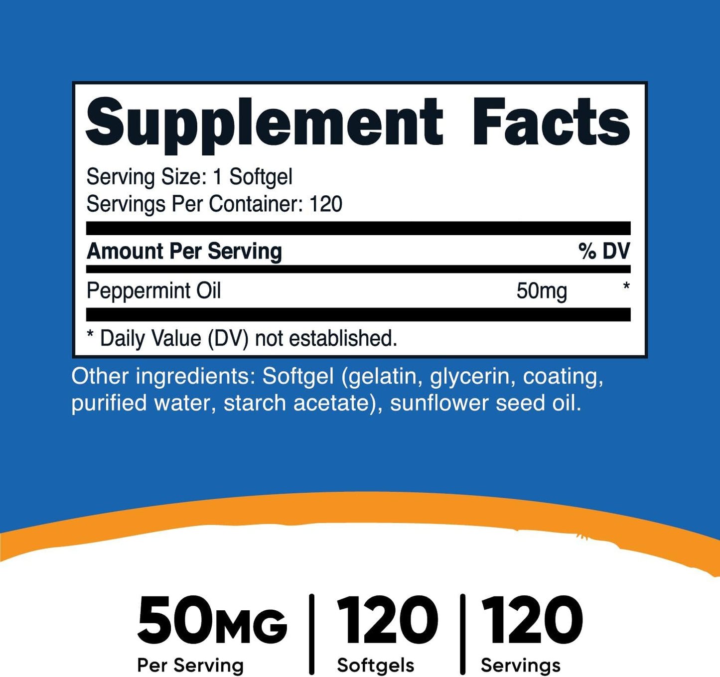 Nutricost Peppermint Oil Softgels (120 SFG) (50 MG) - Gluten Free, Third Party Tested and GMO Free