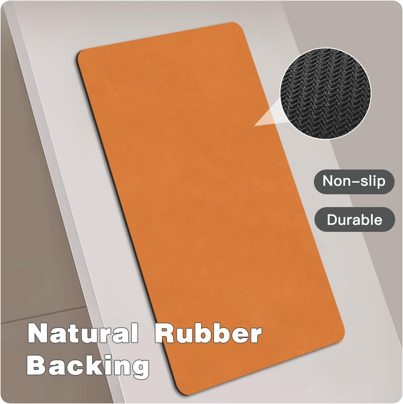 Bath Mat, Bathroom Rugs Non Slip Washable Thin Absorbent Quick Dry Bath Mat Fits Under Door Bathroom Floor Mat Perfect for Bath, Shower, or Sink 36"x60" Orange