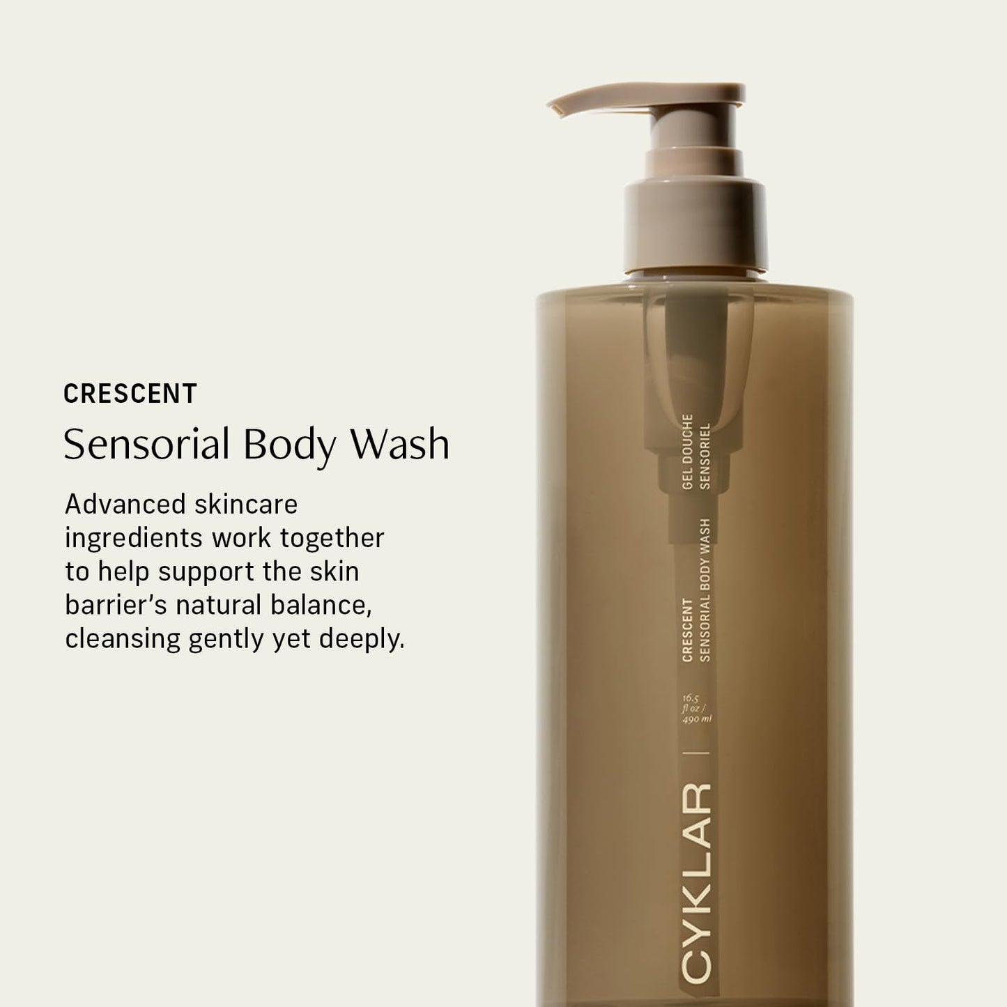 Sensorial Body Wash. Crescent Fragrance Hydrating Cleanser with Moisture Locking Multi-Oil Complex, Sodium PCA and Glycerin. Nourishing Shower Gel for Women and Men, 16.5 Fl Oz Luxury Bodywash