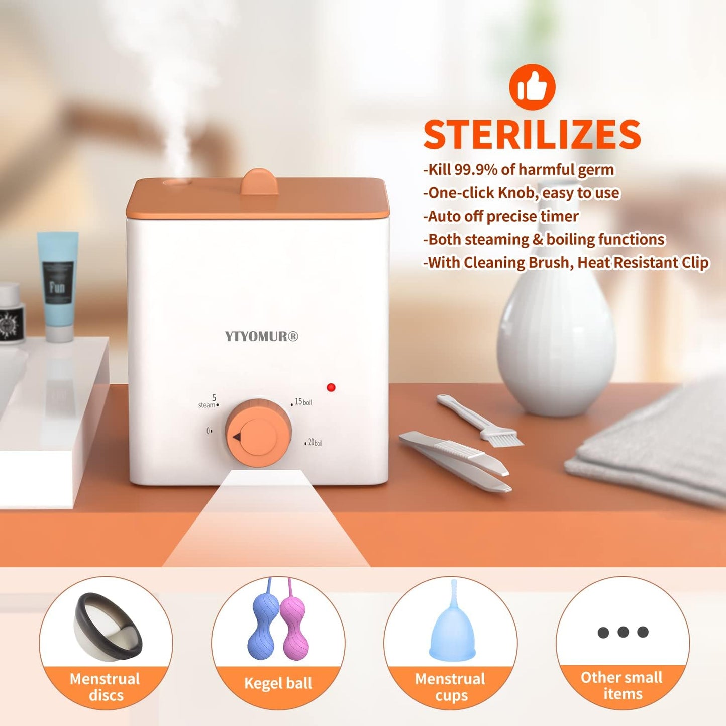 Menstrual Disc with Sterilizer- Menstrual Cup Sterilizer Steamer with 2 Soft & Reusable Period Disc, Menstrual Cups Period Cup Kit