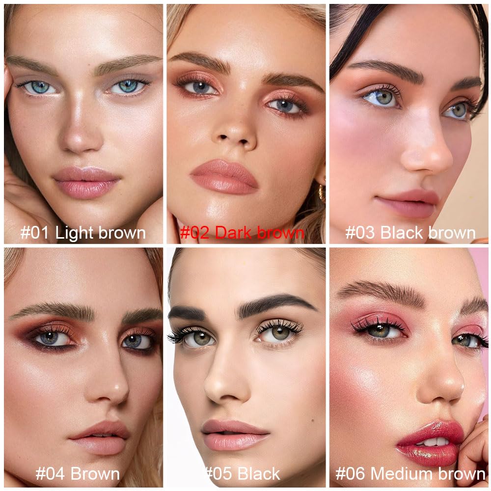 evpct 1Pcs Dark Brown Magic Microblading Dual-Ended Eyebrow Contouring Pen Brow Pencil, with 4 Brush Micro-Fork-Tips Applicator and Precise Brush-Tip, Hair Like Strokes, Dual-ended Eyebrow Brush