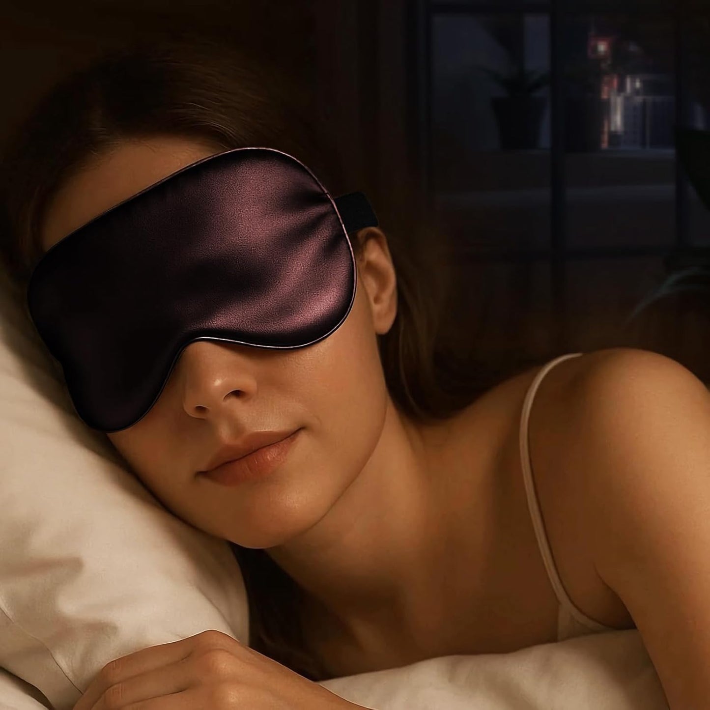 Luxury 22 Momme 100% Mulberry Silk Sleep Mask – 3D Eye Mask with Adjustable Strap, Gentle on Skin and Eyes, Provides Complete Light Blockage for Deep Sleep (Burgundy, Adjustable)