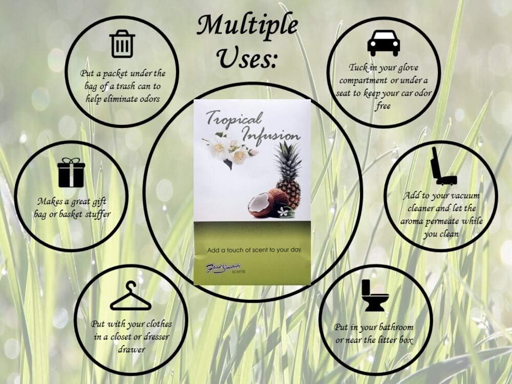 Tropical Infusion Scented Sachets Pack of 6, Spring and Summer - Long-Lasting Scented Bags, Home Fragrance, Air Freshener & Deodorizer for Closet, Room, Drawer, or Cars, Made in US