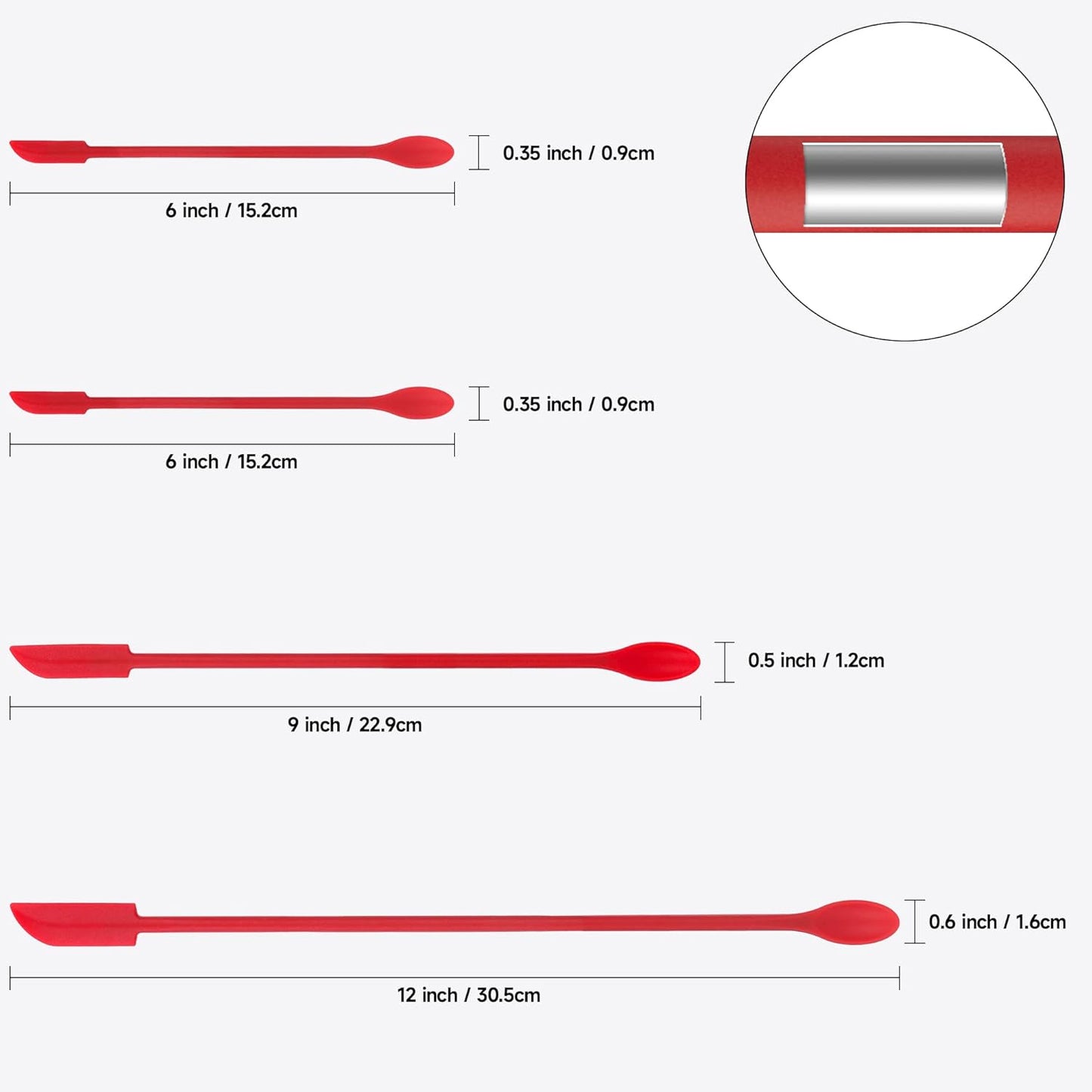 Mini Spatula Silicone Spatula Set - 4pcs Small Makeup Scrapers for Cosmetics, Reusable Beauty Tiny Tools, Thin Jar Scraper, Get the Last of the Makeup Out of the Bottle(Red)