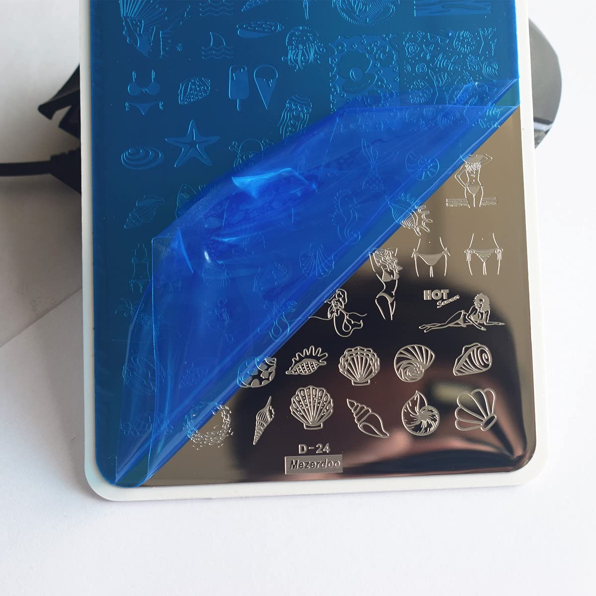 Summer Nail Art Stamping Plates Kit- 2pcs Mermaid Swan Nail Art Plate Templates Flamingo Flowers and Cute Ocean Animals Stamp Templates Set Nails DIY Design Gift for Women