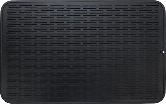 Silicone Dish Drying Mat for Multiple Usage,Easy clean,Eco-friendly,Heat-resistant Silicone Mat for Kitchen Counter or Sink,Refrigerator or Drawer Liner Black 3XL 28 inches x 18 inches