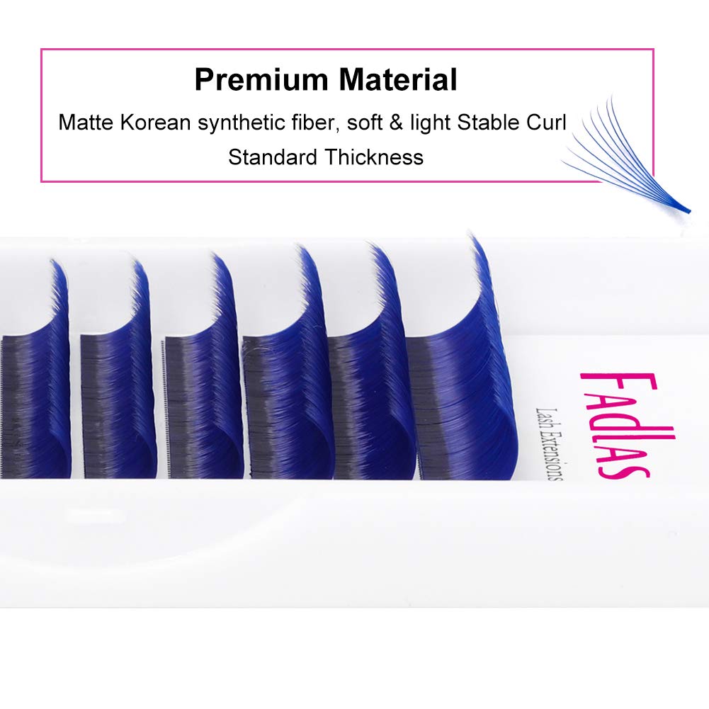 Volume Eyelash Extensions D curl Easy Fan Lash Extensions 8~14mm Mix Tray Blue 0.07mm Lash Extension Supplies by FADLASH (Blue 0.07-D-Mix)