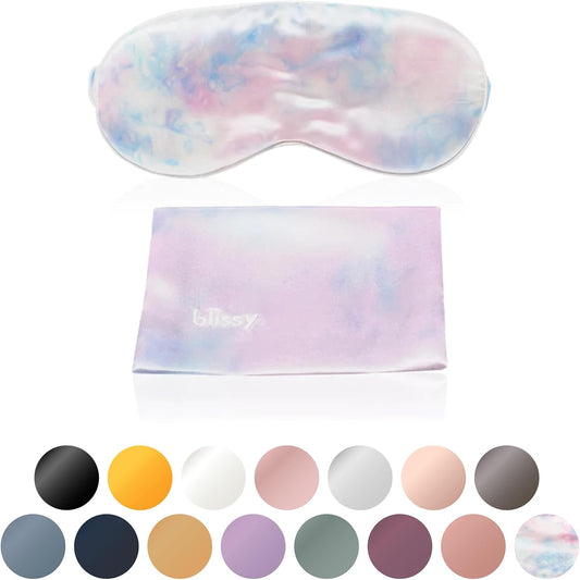 Blissy Silk Sleep Mask - Silk Eye Sleeping Mask for Women & Men for Total Blackout - 100% Pure Mulberry Silk, 22 Momme 6a Fibers - Blindfold Silk Sleep Mask Side Sleeper Eye Cover (Tie Dye)