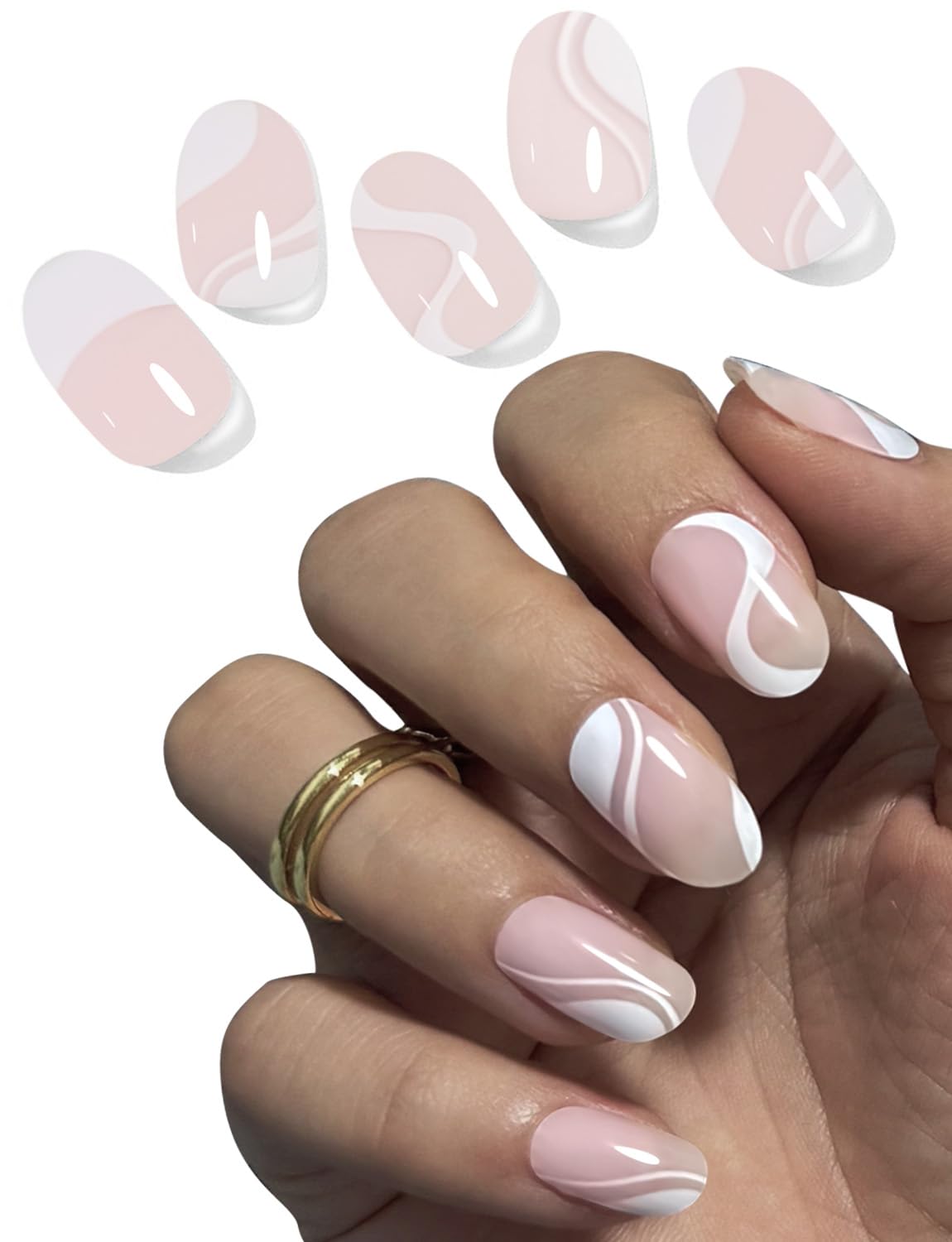 Semi Cured Gel Nail Strips, Irregular French, Strips 20pcs Gel Nails Sticker UV for Home Nails DIY