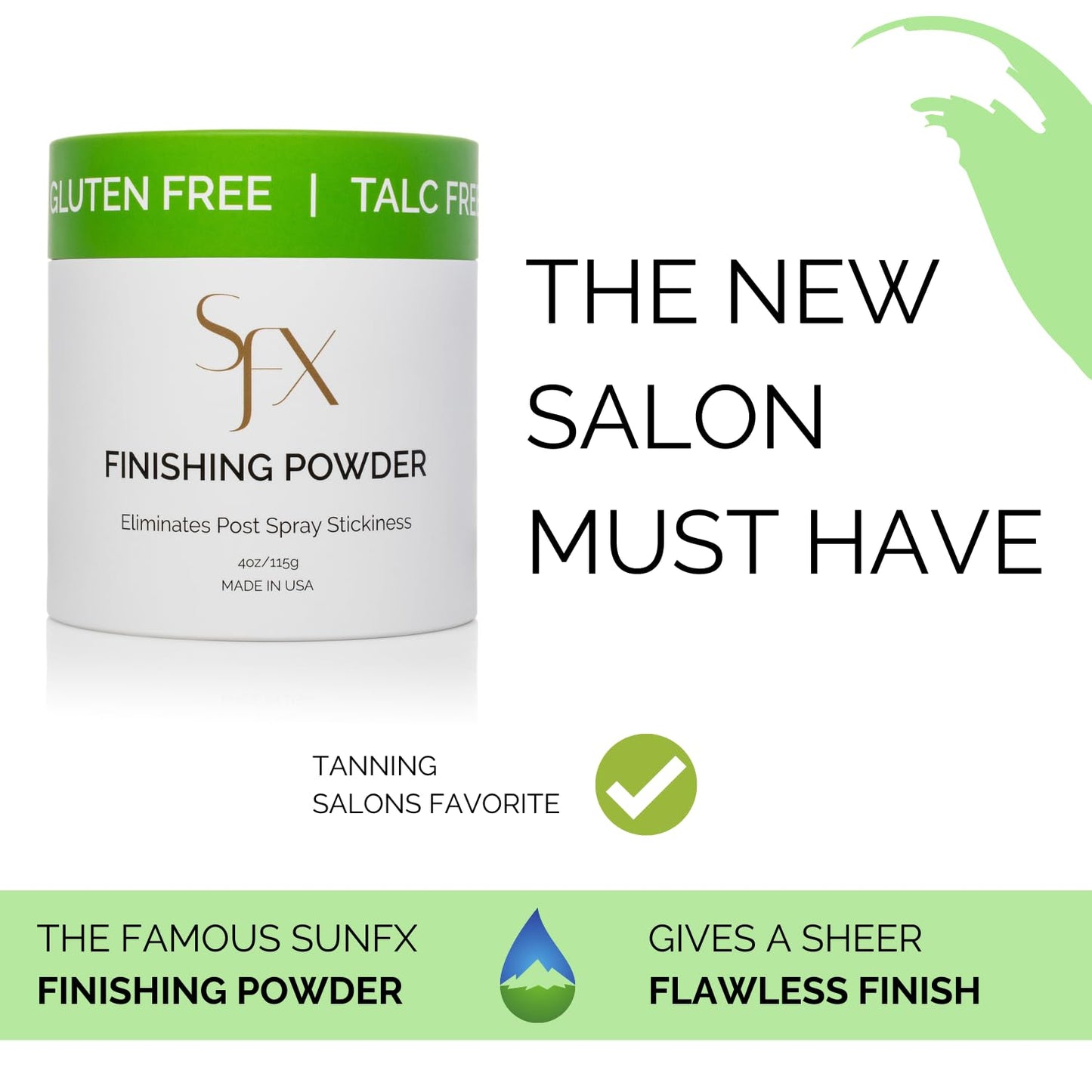 SunFX Post Spray Tan Translucent Finishing Powder | Talc Free | Sunless Tanning Setting Powder | Shimmer | Crisp & Fresh, 4.00 Ounce (Pack of 1)