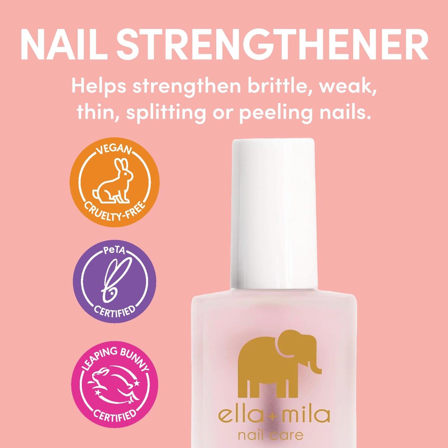 ella+mila "First Aid Kiss" Nail Strengthener and Growth treatment- Nail Repair Solution & Growth Treatment for Thin, Brittle & Damaged Nails - Nail Hardener with Vitamin E (0.45 fl oz)