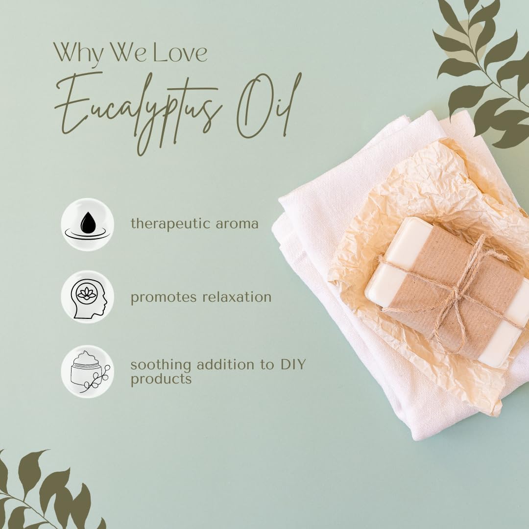 GreenHealth Eucalyptus Essential Oil – 8 fl oz (237 ml) – 100% Pure & Natural – Aromatherapy Oil in Aluminum Bottle with Plug Cap – for Diffuser, Cleaning, Home Fragrance, DIY Use