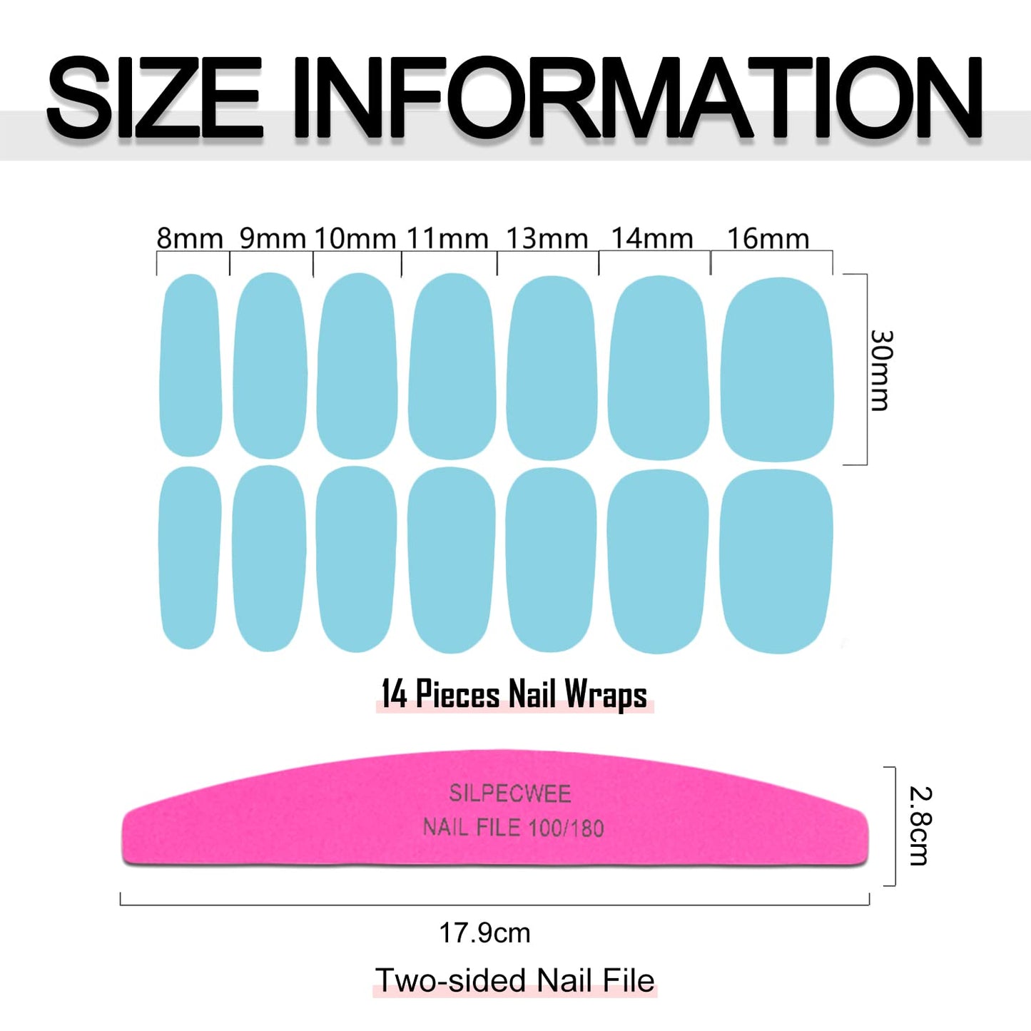 SILPECWEE 16 Sheets Youthful Solid Color Nail Wraps for Women Nail Polish Strips Gel Nail Strips Self Adhesive Nail Polish Stickers Fingernail Manicure Sticker Nail Art with 1pc Nail File