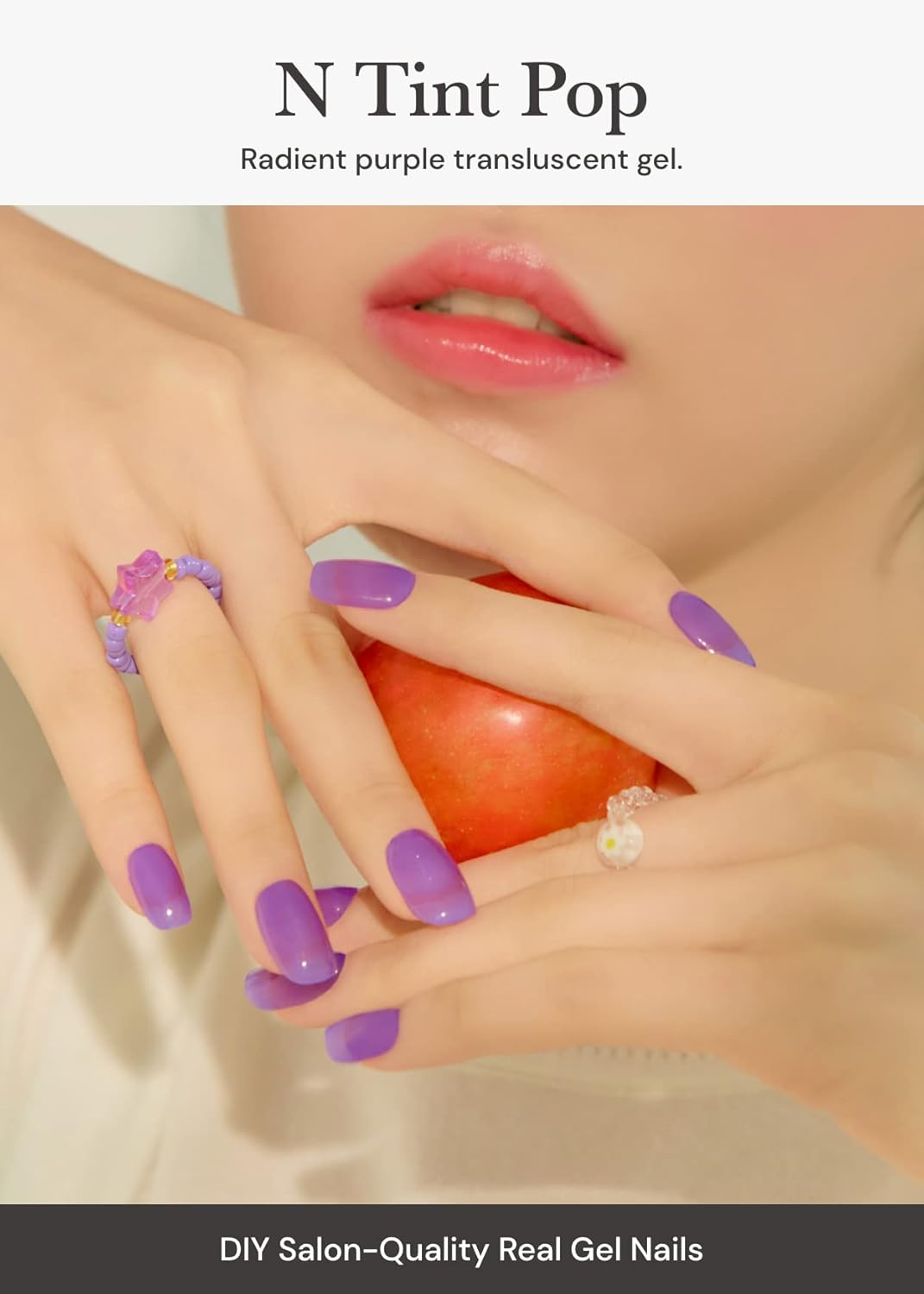 ohora Semi Cured Gel Nail Strips (N Tint Pop) - Purple, Tint, Works with Any UV/LED Lamps, Salon-Quality, Long Lasting, Easy to Apply & Remove - Includes 2 Prep Pads, Nail File & Wooden Stick