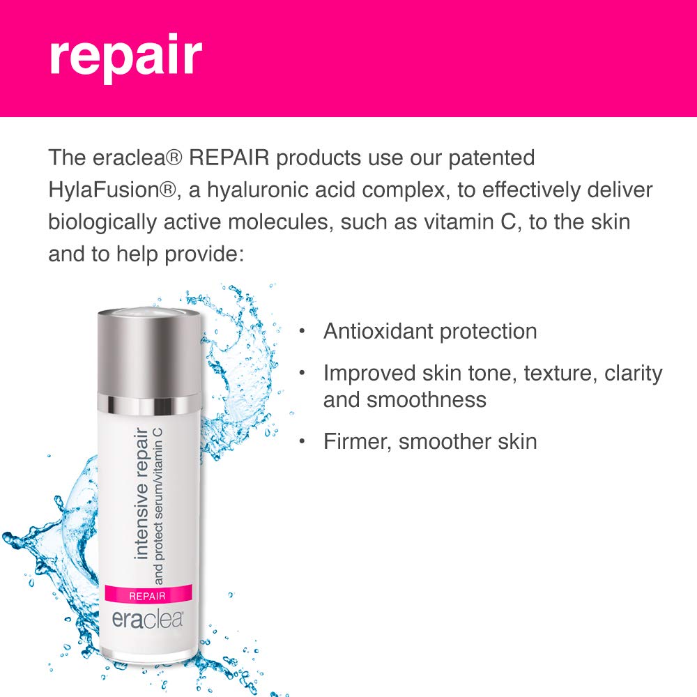 eraclea Intensive Repair & Protect Vitamin C Serum with Hyaluronic Acid, Argireline and Peptides, Anti-Aging Face Serum, Minimizes Wrinkles and Revitalizes Skin for All Skin Types (1 fl oz)
