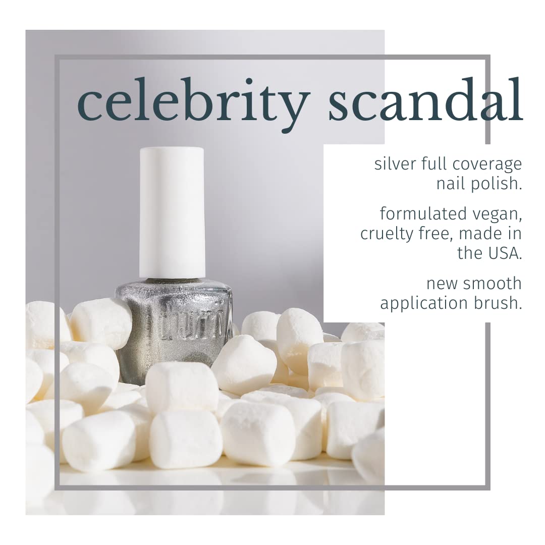 duri 536 Celebrity Scandal Nail Polish, Frosted Metallic Silver, Full Coverage, Fast Drying, Glossy, Lasting, 0.45 Fl Oz